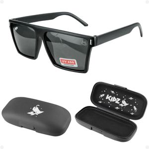 Oculos Proteção Uv Infantil Vintage Menino Sol Preto + Case