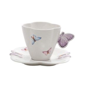 Jogo 10 Xícaras De Café Com Pires Borboletas 100ml Wolff