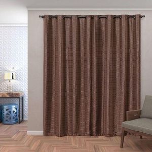 Cortina Blackout Pvc Com Tecido Voil Xadrez 2,80 M X 2,30 M - Marrom.