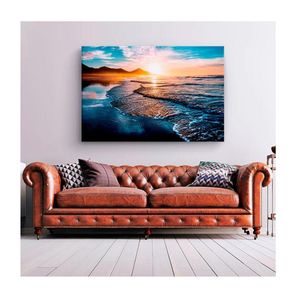 Quadro Paisagens E Natureza Amazing Beautiful Sunset C- Moldura Dourada E Vidro Tamanho:100 X 70 Cm