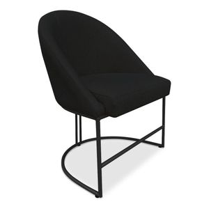 Cadeira Poltrona De Jantar Bela Veludo Preto Base Metálica Industrial Preto - Pallazio