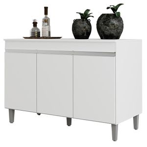 Balcão Pia Manu 120cm Branco Com Tampo Mdp - Ajl Móveis Branco