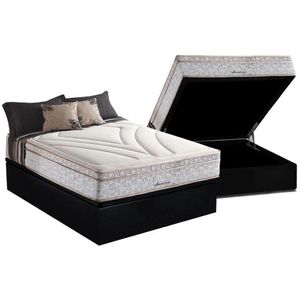 Cama Box Baú Casal: Colchão Molas Masterpocket Ensacadas Herval Maxspring American + Base Crc Suede Black (138x188)