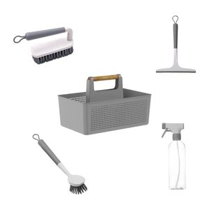 Kit Limpeza Para Lavanderia Multiuso Cinza 5 Peças