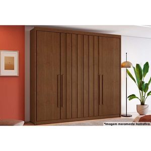 Guarda Roupa Solteiro 4 Portas 2 Ripadas e 4 Gavetas Grécia Cacau - Conquista