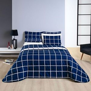 Kit Cobre Leito Casal 200 Fios 3 Peças Azul Marinho