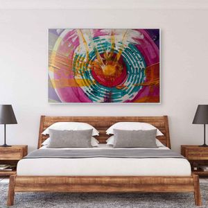 Quadro Pintura Círculos 120x80 Cm Vidro Impresso