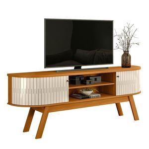 Rack Bancada Valência Cinamomo/off White Para Tv Até 75” - Madetec