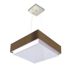 Lustre Para Sala De Jantar Vivare Md-4404 Cúpula Em Tecido 50x50cm Cor Cáqui Bivolt