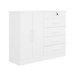 Cômoda New Athos 2 Portas 5 Gavetas Com Sapateira 100% Mdf Branco