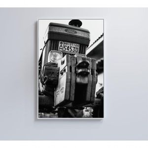 Quadro Trem Antigo Preto E Branco 60x90 Cm Adesivo Fotográfico
