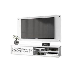 Rack Com Painel Suspenso Minimalista Sorrento Para Tv Até 50 Polegadas - 1,35x0,35m Branco