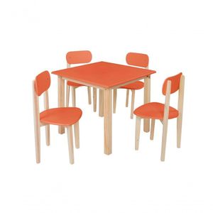 Kit Colore Mesa Com 4 Cadeiras Infantil Laranja