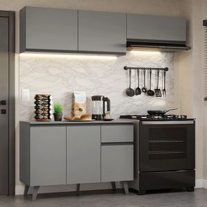 Armário De Cozinha Compacta 200cm Cinza Nice Madesa 03 Cinza
