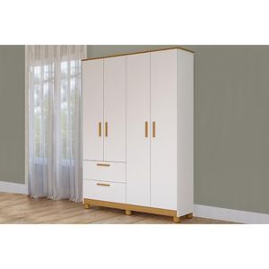 Guarda Roupa Bebê 4 Portas E 2 Gavetas Jujuba Nature/branco - Permóbili Baby