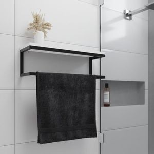 Toalheiro Para Banheiro Estilo E Prateleira Branca Preto