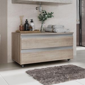 Gabinete Banheiro Rodinhas Joia 80cm 02 Gavetas Madeirado Inteiro