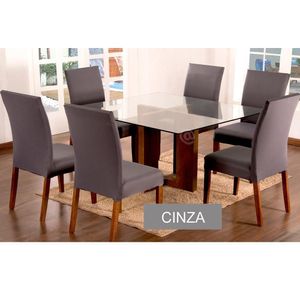 Capas Para Cadeiras De Jantar 04 Peças Em Malha Gel Lisa - Cinza