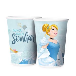 Copo De Papel Cinderela 180ml - 12 Unidades