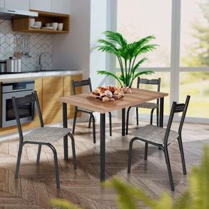 Mesa Com 4 Cadeiras 110x72 Preto Carvalho Manteiga Ash Shop Jm