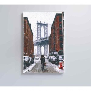 Quadro Ponte Do Brooklyn Neve 80x120 Cm Vidro Impresso