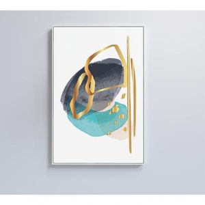 Quadro Abstrato Linhas Douradas 2 60x90 Cm Vidro Impresso