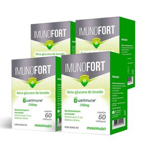 Kit 04 Imunofort Wellmune Vitaminas 250mg Maxinutri 60 Cap