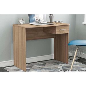 Mesa De Computador Solteiro Arapei Com 1 Gaveta Castanho Politorno