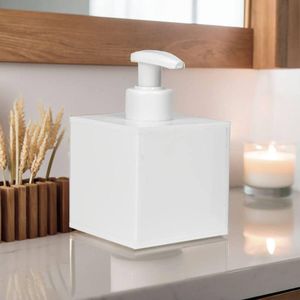 Porta Sabonete Líquido Acrílico Premium Dispenser álcool Gel Cubo 200ml Para Banheiro Lavabo Branco