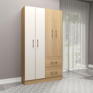 Guarda Roupa Solteiro 4 Pts 2 Gvts 93x172cm Mdp Menu Móveis Carvalho