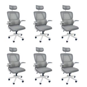 Kit 6 Cadeiras de Escritório Presidente Executiva Oficial Legacy Cinza