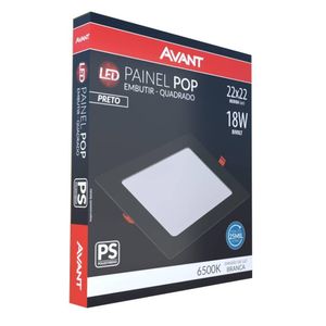 Luminária Led Embutir Quadrada 18w Bivolt Preto 6500k Avant