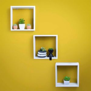 Kit 3 Nichos Decorativos Branco 30x30x10 Para Sala Quarto
