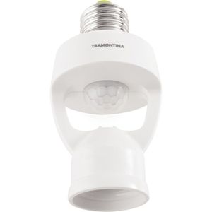 Sensor De Presença 360° Soquete E27 Tramontina Bivolt Com Fotocélula Branco Tramontina