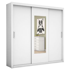 Guarda Roupa Bahia 3 Portas Com Espelho Carioca Móveis Branco
