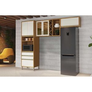 Cozinha Completa 3 Peças Tempranillo 2 Aéreos 1 Paneleiro C3p82 Amendoa Off White Ronipa