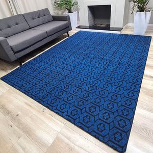 Tapete Carpete Sala Quarto Elegante Geométrico 1,50 X 2,00 Titulo Cor Azul
