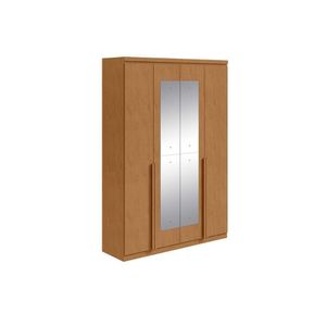 Guarda Roupa Solteiro 4 Portas E 2 Gavetas C-espelho Alonzo Amendoa Clean Lopas