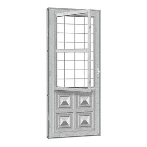 Porta De Aço Postigo Quadriculado Silver 81x215 R120 Abertura Direita Prata