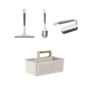 Kit Limpeza Para Lavanderia Multiuso Bege 4 Peças