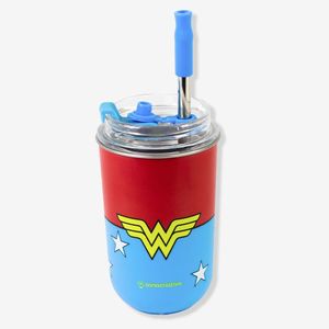 Copo Neo Com Canudo Mulher Maravilha - Dc Comics