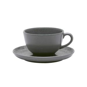 Xícara Para Chá Com Pires Em Cerâmica Flat Gray 200ml Oxford