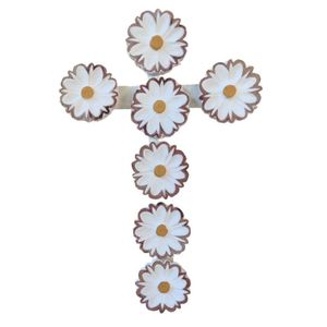 Crucifixo Adornado Em Flores 3d Madeira Maciça Artesanal.