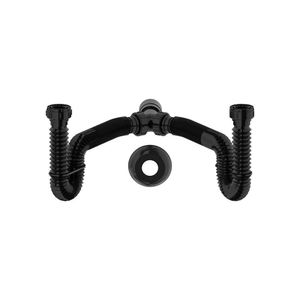 Sifão Duplo Sanfonado Extensível Censi 68cm Preto Preto 7214-01001