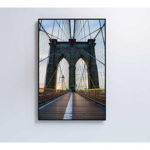 Quadro Ponte Do Brooklyn Pôr Do Sol 40x60 Cm Tecido Canvas