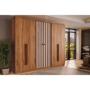 Guarda Roupa Casal 6 Portas E 3 Gavetas Vancouver 1171  Freijo Ou Freijo C- Off White - Carraro