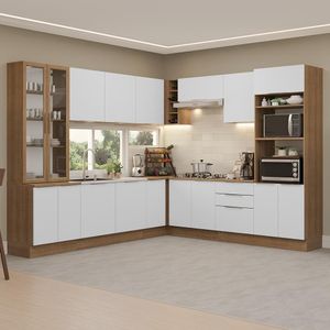 Armário De Cozinha Completa 549cm Rustic/branco Stella Madesa 01 Rustic/branco