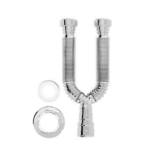Sifão Duplo Sanfonado Extensível Blukit 72cm Cromado Universal