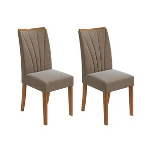 Cadeira Sala De Jantar Apogeu Kit 2 Un Amêndoa - Suede Animale Bege - Lopas