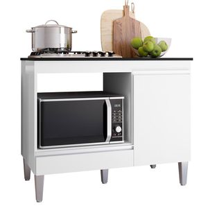 Balcão Cooktop Carla 105cm Com 1 Porta Branco - Ajl Móveis Branco